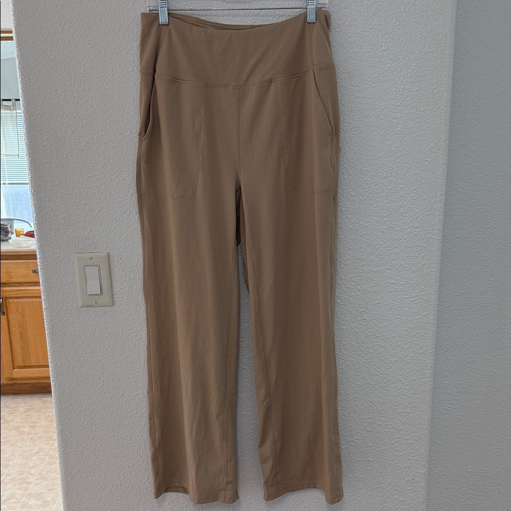 High-Waist Wide-Leg Pants in Taupe